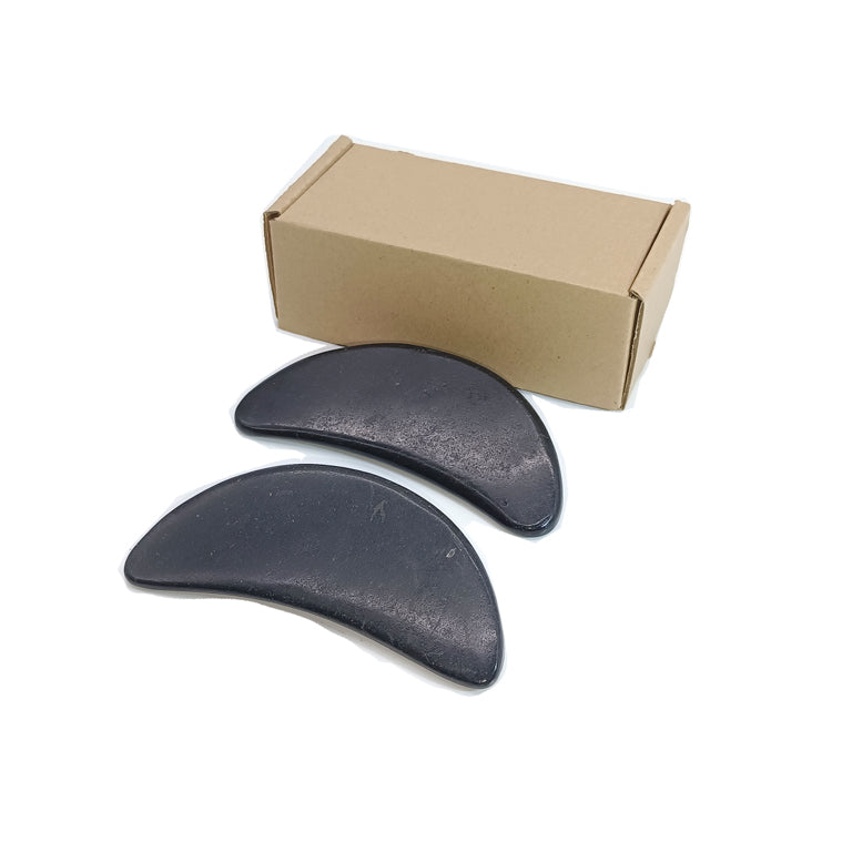 2 Piece Large Crescent Shape Black Basalt Hot Massage Stone