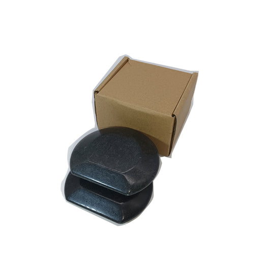 2 Piece Three Quarter Round Black Basalt Hot Massage Stone